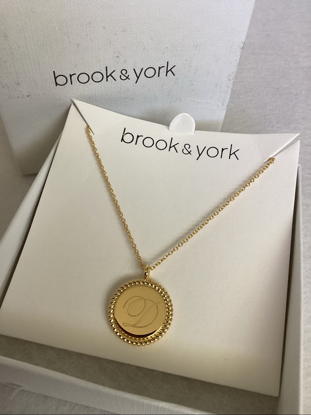 Brook & York 14k Gold Plated Charlie Initial 'D' Pendant Necklace